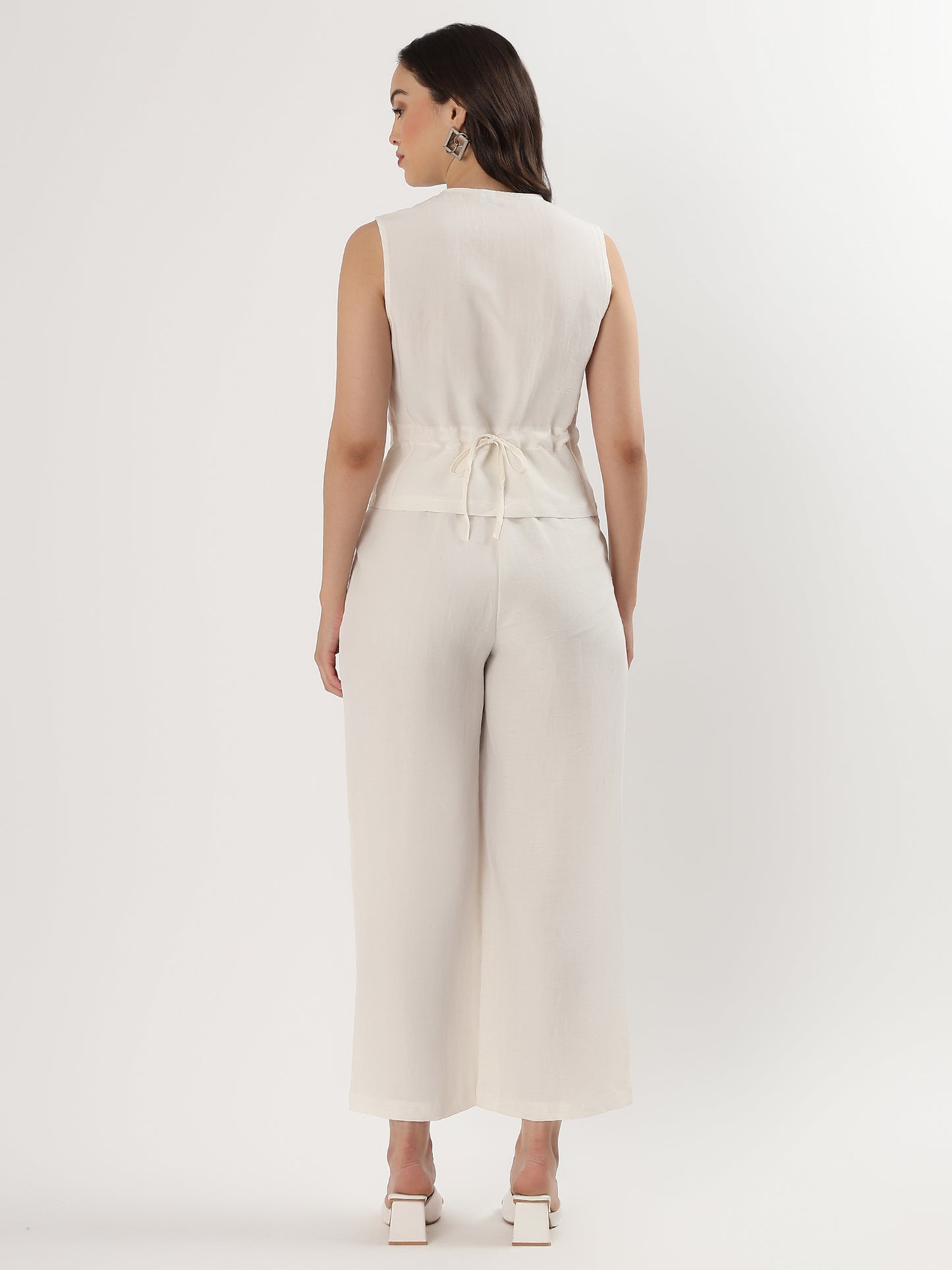 Blush Sleeveless Buttoned Set (TOP+BOTTOM)