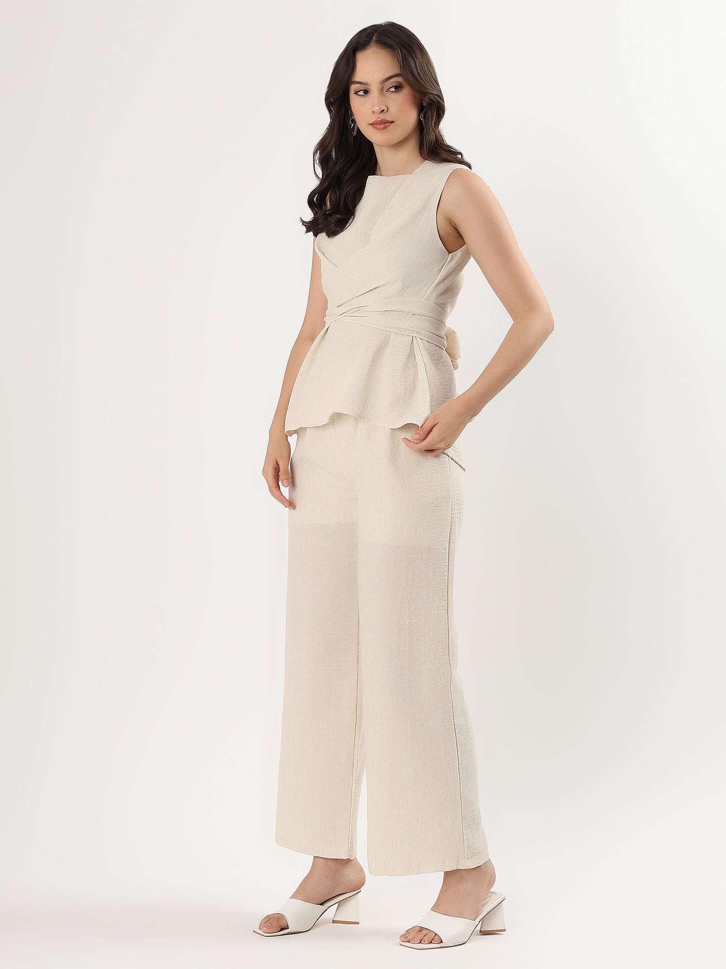 Lilac Waist Wrap Drape Set (TOP+BOTTOM)