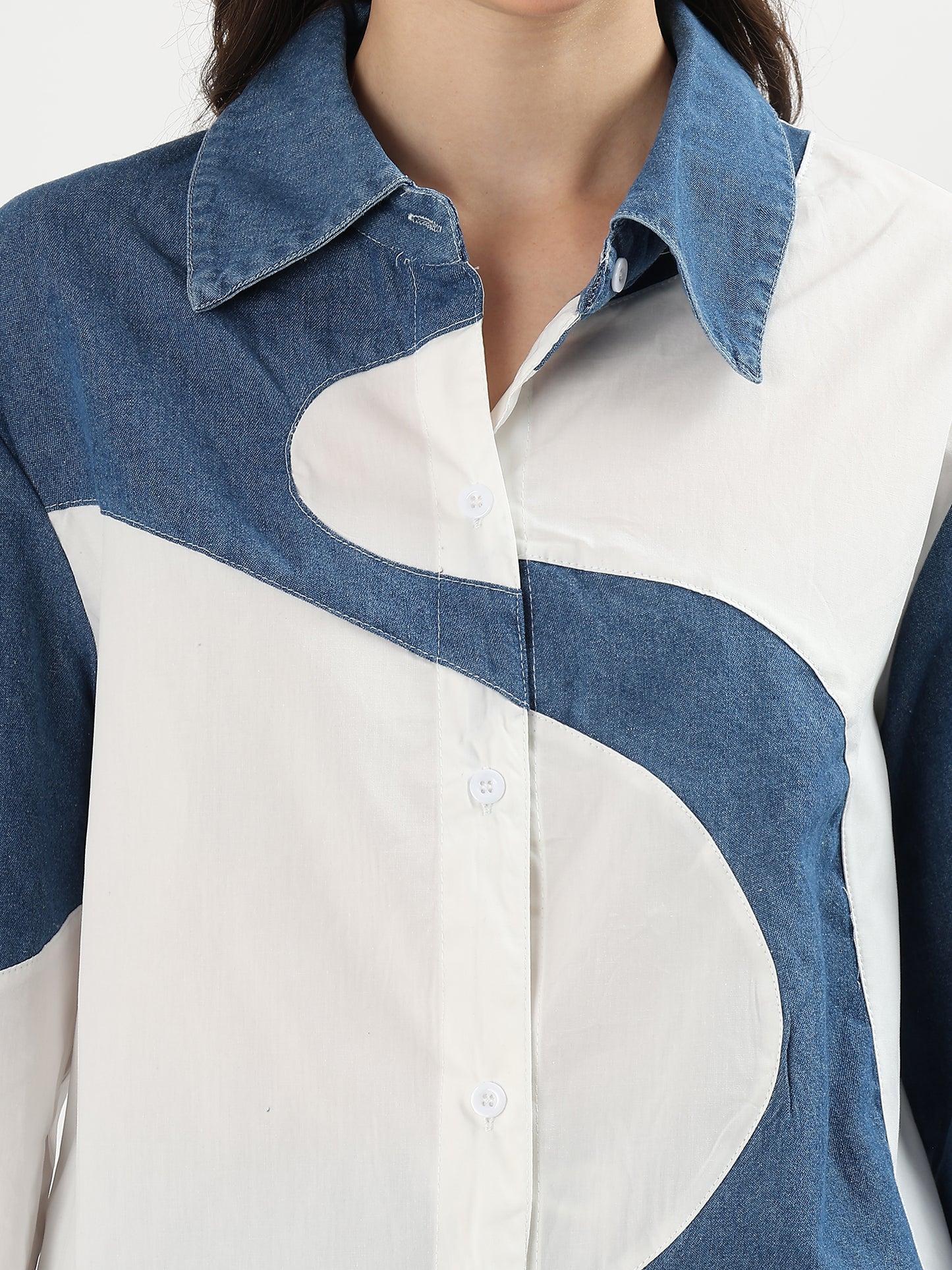 Geo Denim Graphic Panel Set (TOP+BOTTOM)