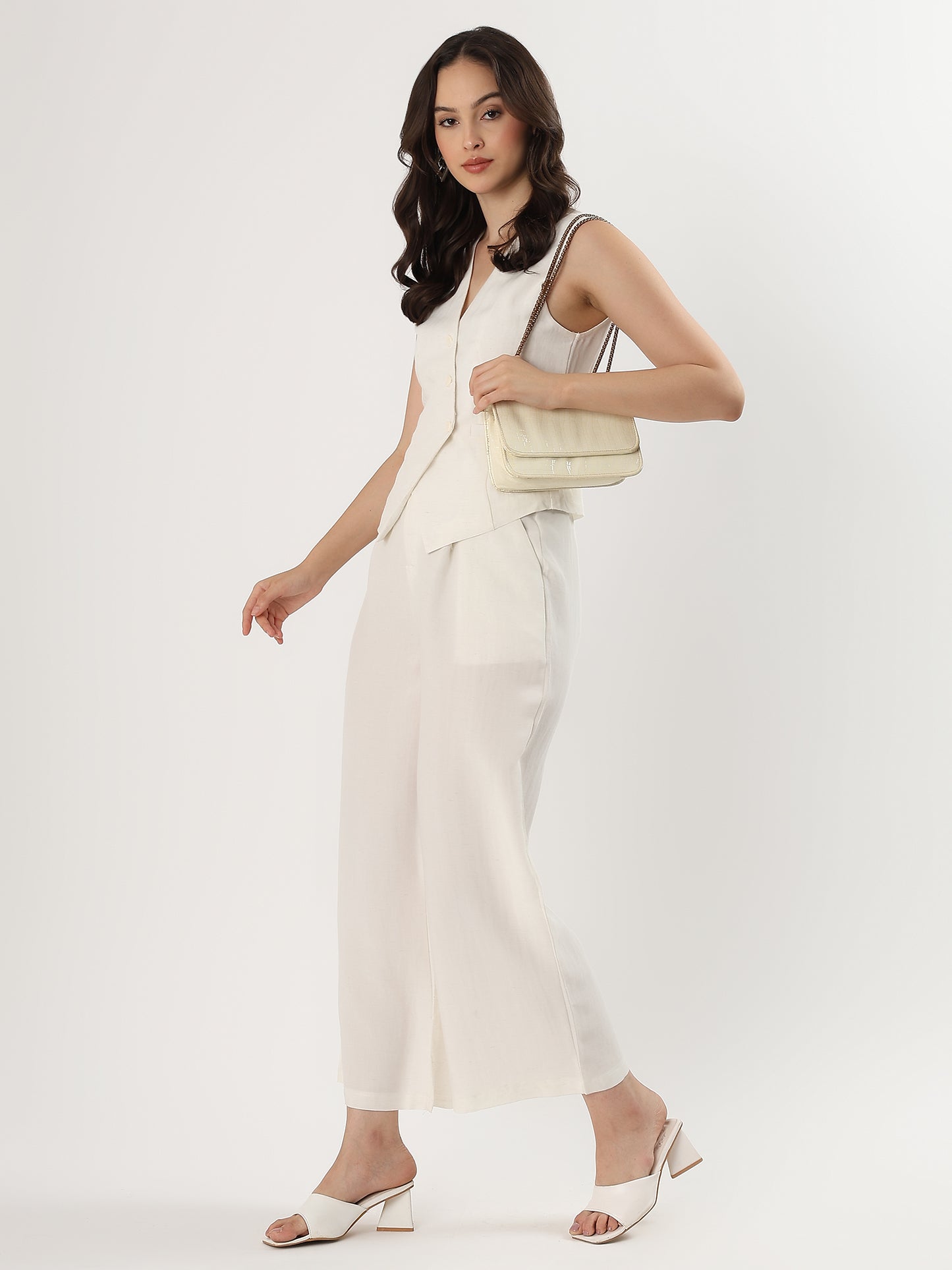 Blush Sleeveless Buttoned Set (TOP+BOTTOM)