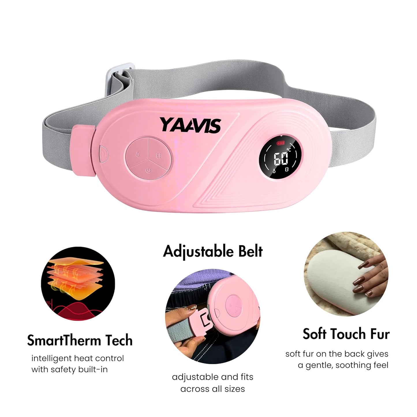 YAAVIS Period Cramp Heating Pad & Massager β Portable Rechargeable Pain Relief Belt