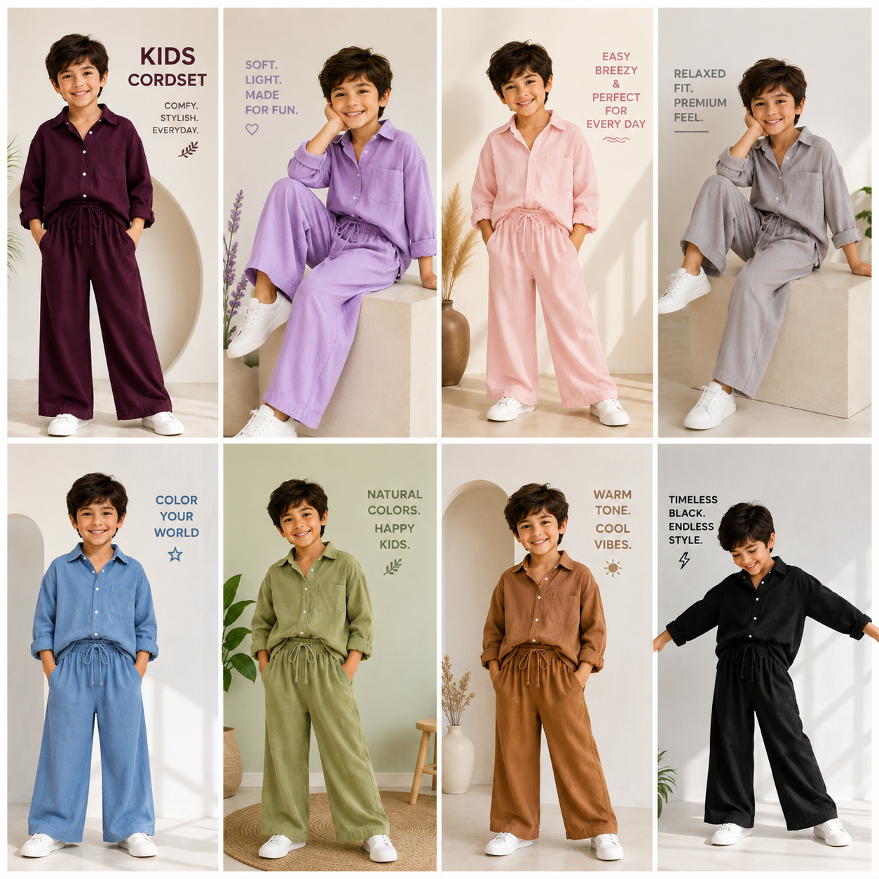 Little Luxe Kids Co-Ord Set – Soft Shirt & Wide-Leg Pants (Boys)