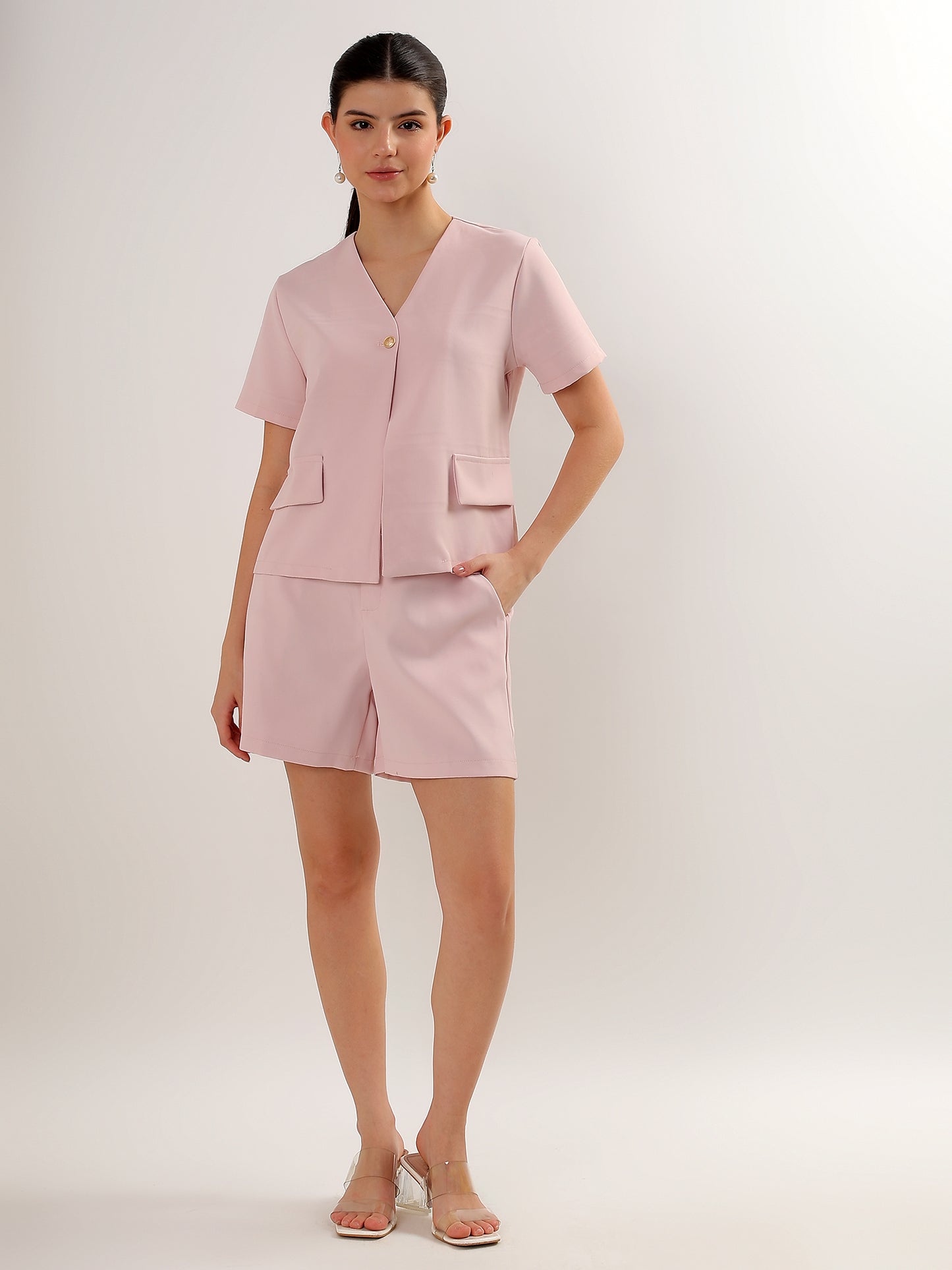 Blush Structured Shorts Set (TOP+BOTTOM)