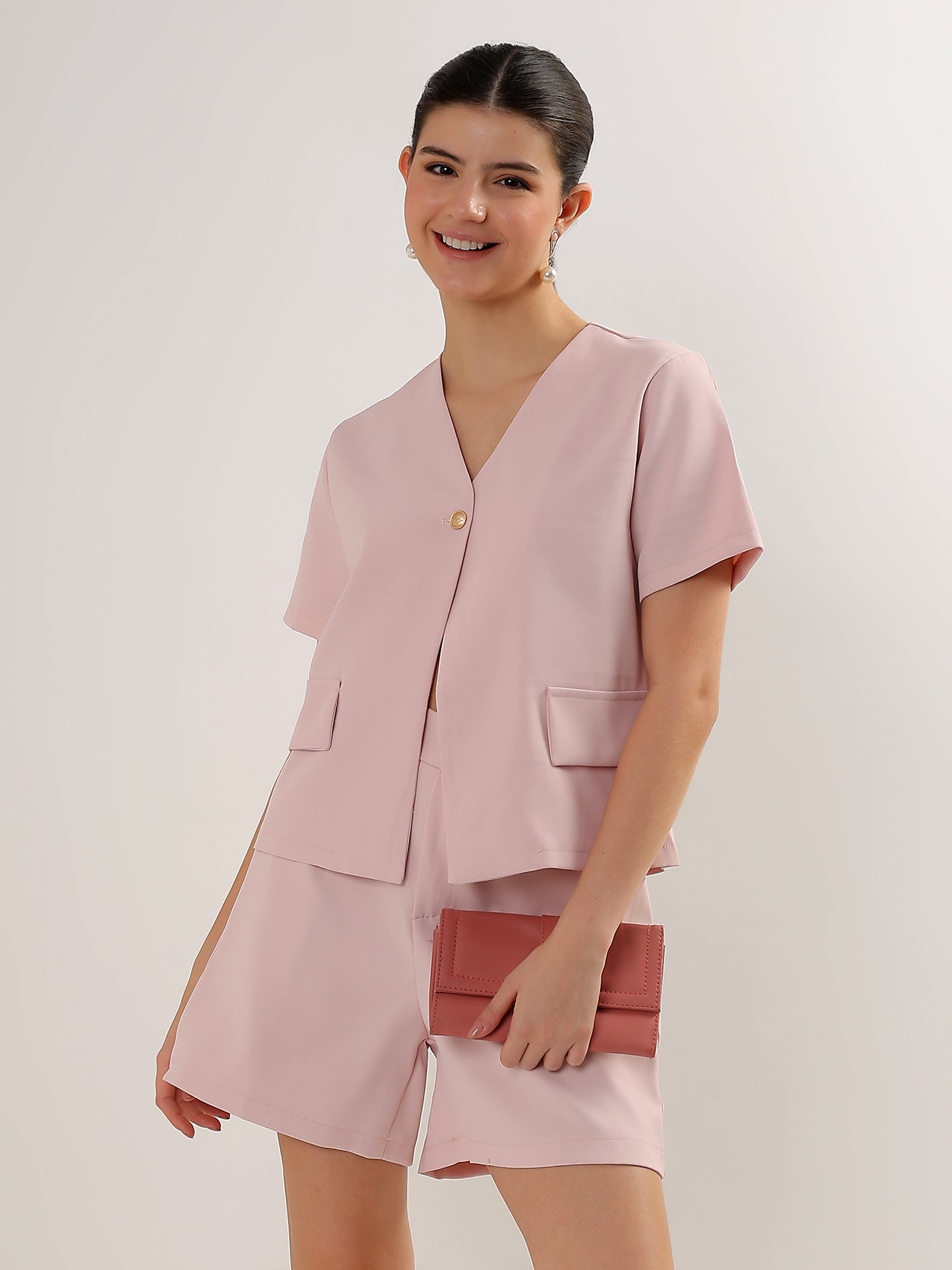 Blush Structured Shorts Set (TOP+BOTTOM)