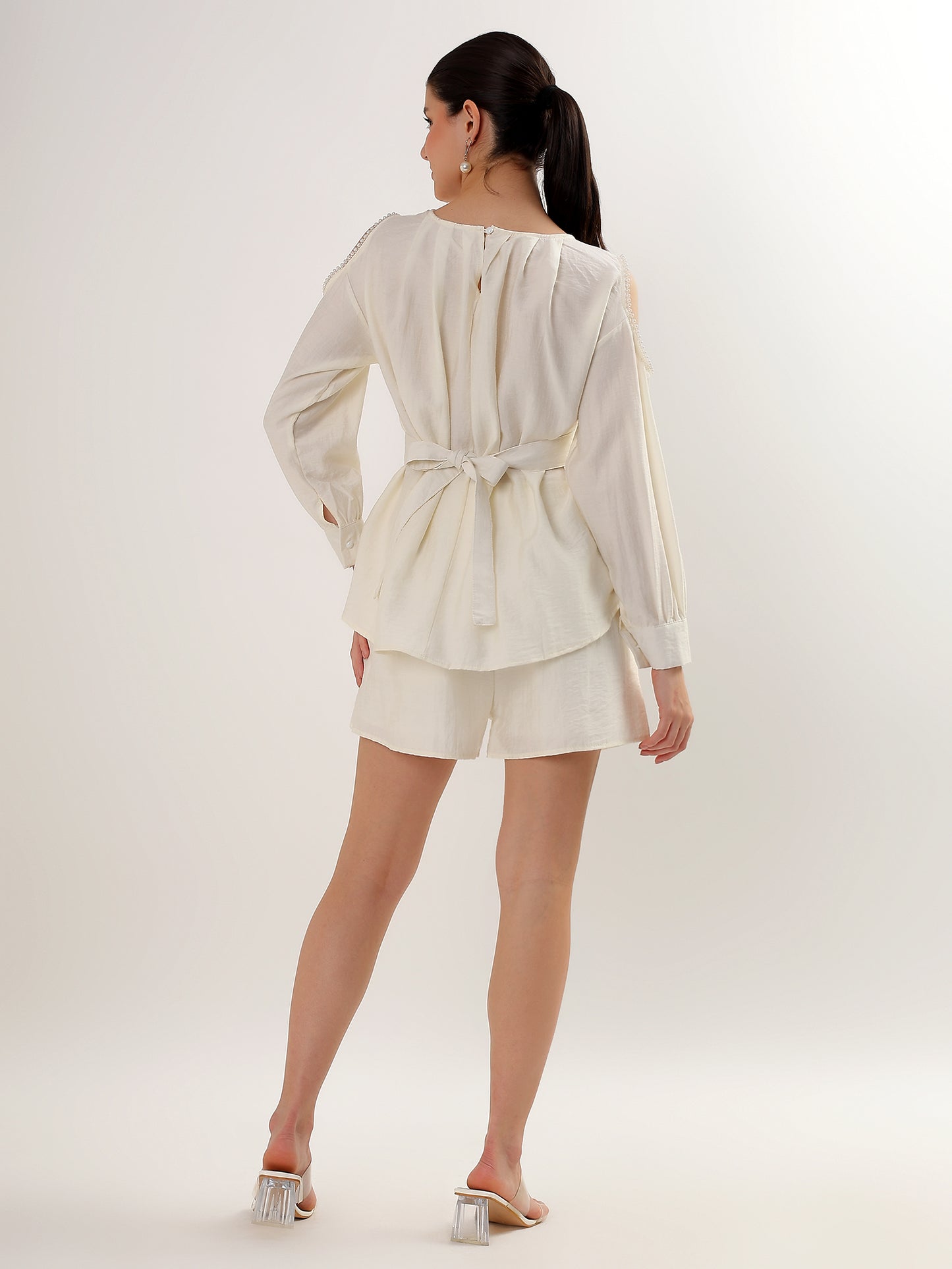 Ivory Cold-Shoulder Set (TOP+BOTTOM)
