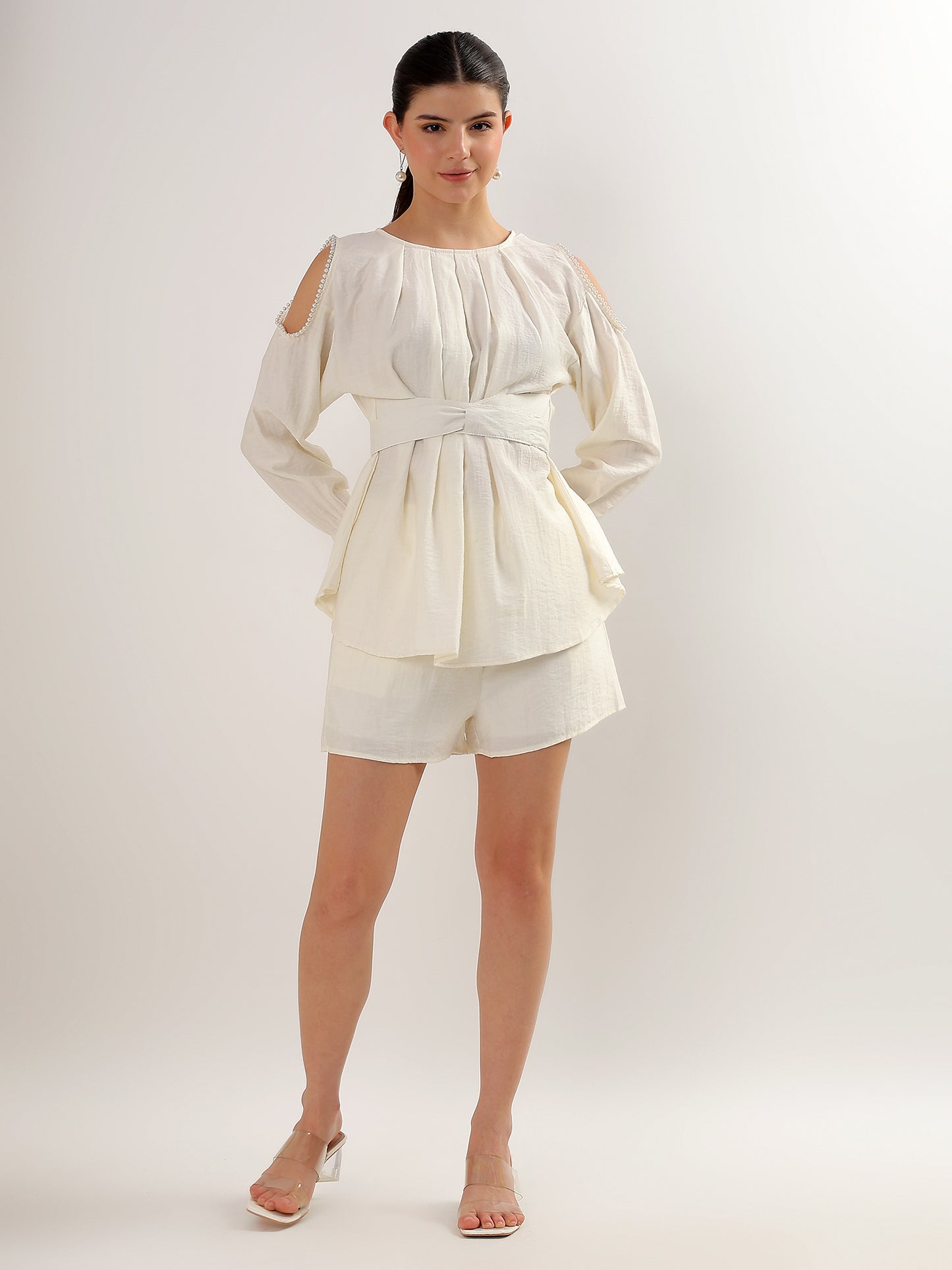 Ivory Cold-Shoulder Set (TOP+BOTTOM)