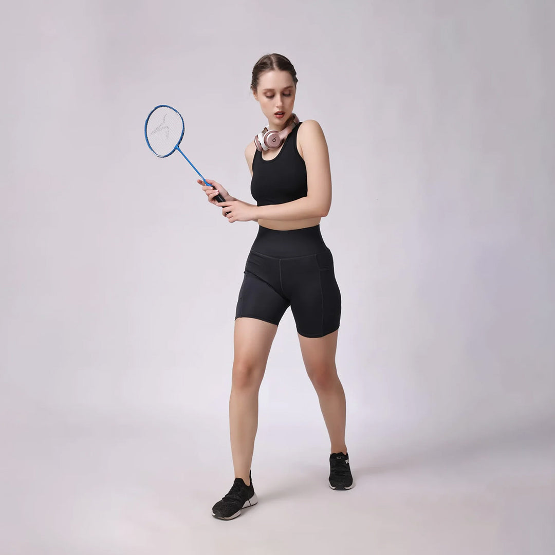 The Elegance Collection Sports Bra and Shorts Activewear Set Midnight Black