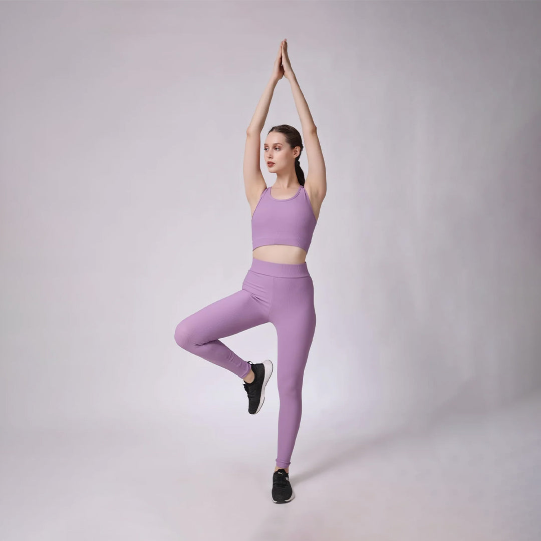 Vibrant and Stylish: Purple Active-Wear Workout Crop Top & Jogger Combo Set  for Your Fitness Journey