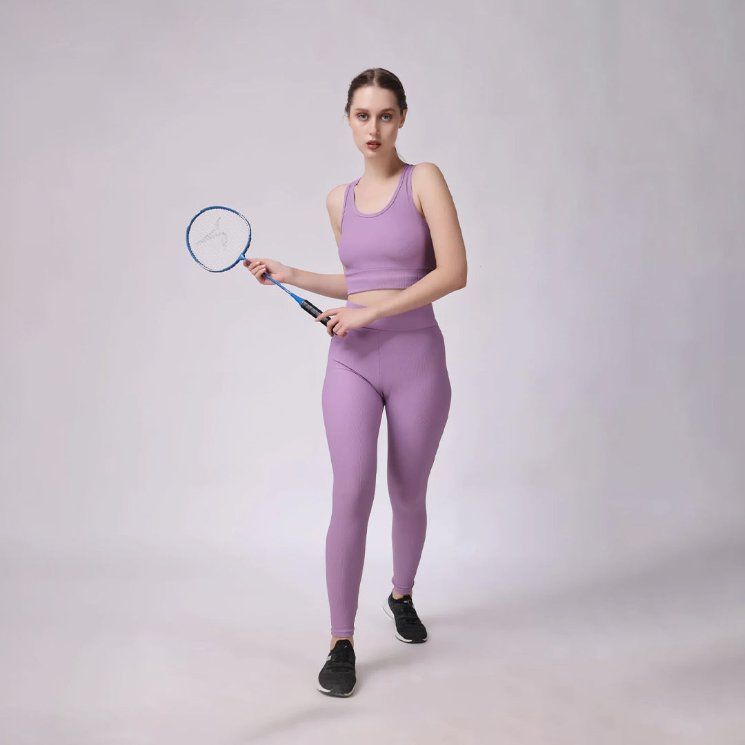 Vibrant and Stylish: Purple Active-Wear Workout Crop Top & Jogger Combo Set for Your Fitness Journey