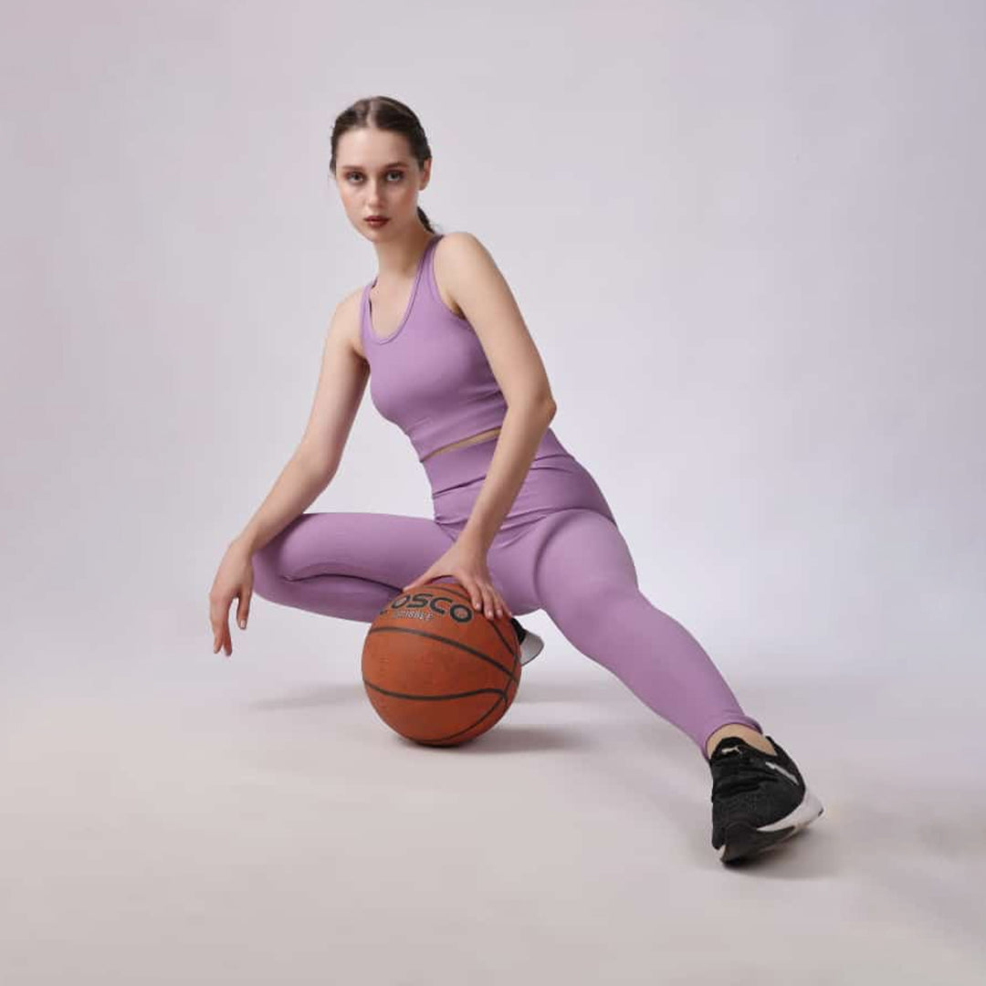 Vibrant and Stylish: Purple Active-Wear Workout Crop Top & Jogger Combo Set for Your Fitness Journey