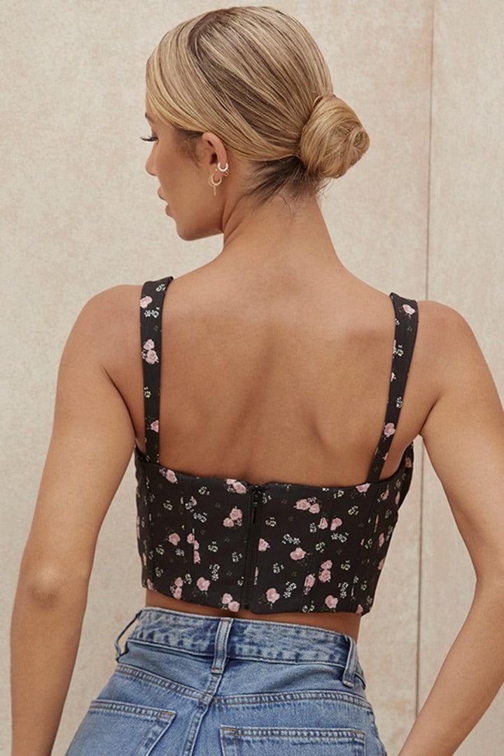 Moyra Top Summer Black Crop Top for Women