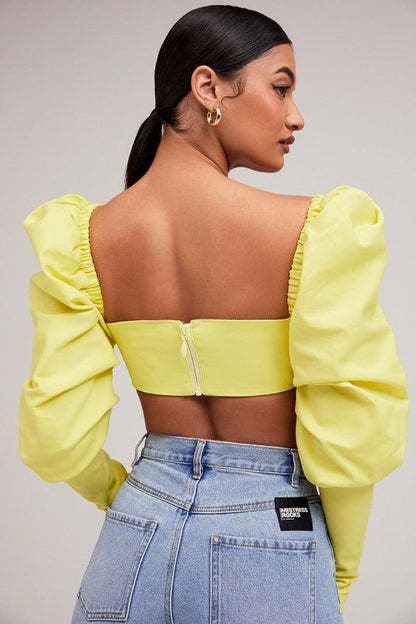 Abby Puff Sleeves Crop Top for Women