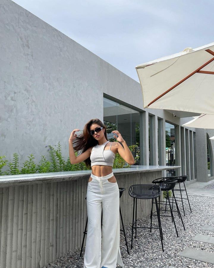 Sung White co-ord dress with pants for Women