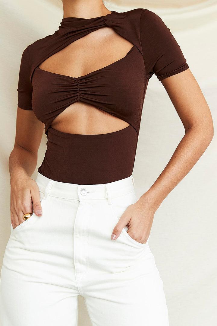 Brown Sepia Shapewear Bodysuit For Women