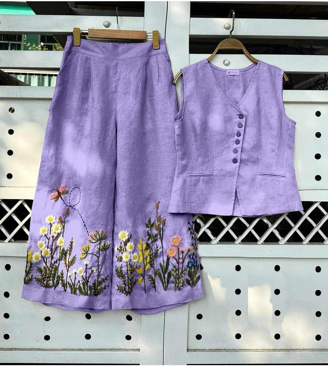 Biba "Floral Embroidery" Cord Set (Top + Bottom)