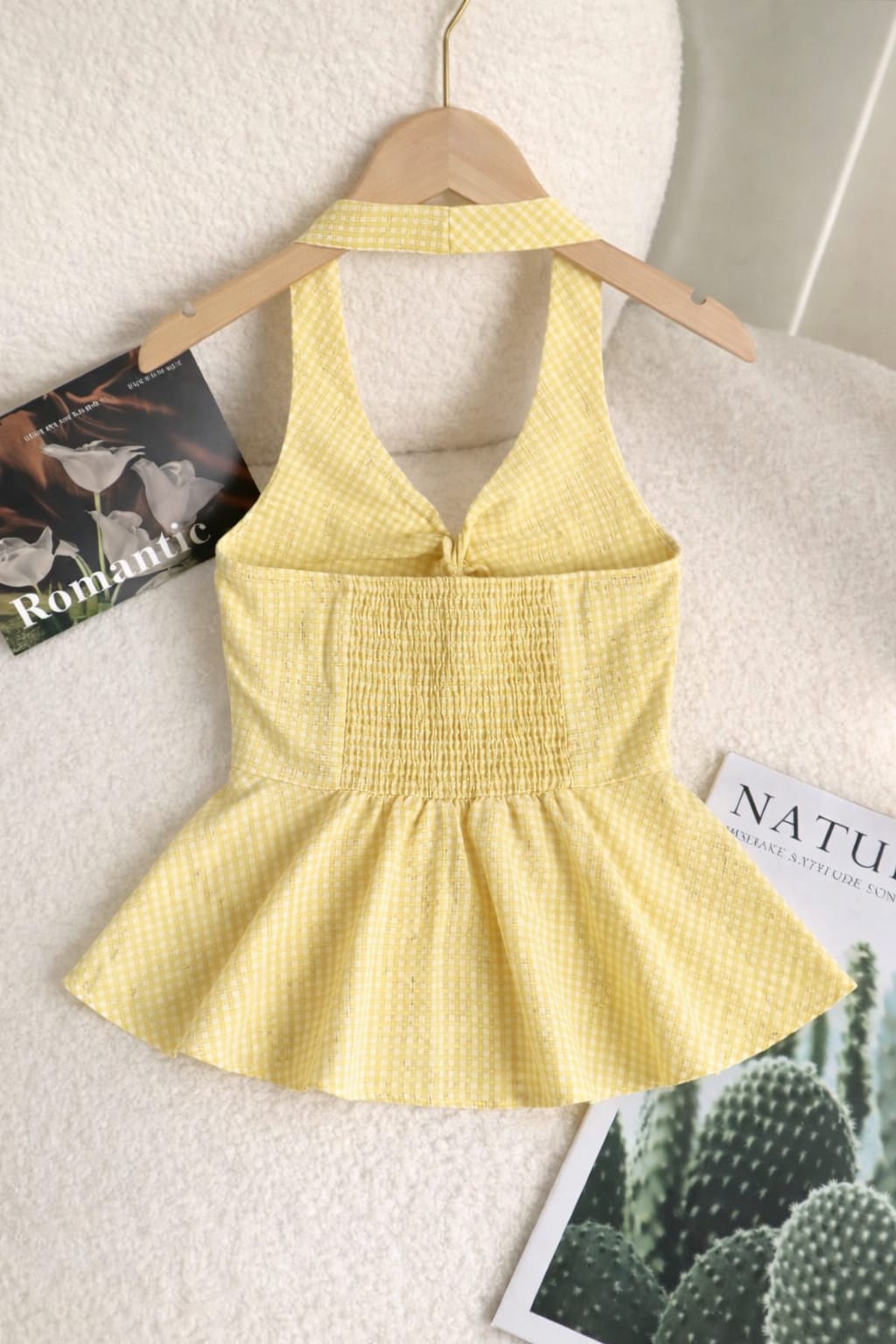 Sunny Gingham Halter Peplum Top – Summer Chic Style