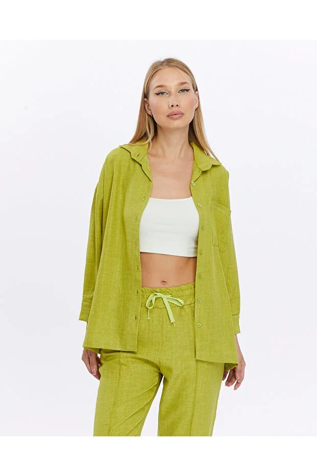 Summer Fashionable Women's Slacks High Waist Cotton Set