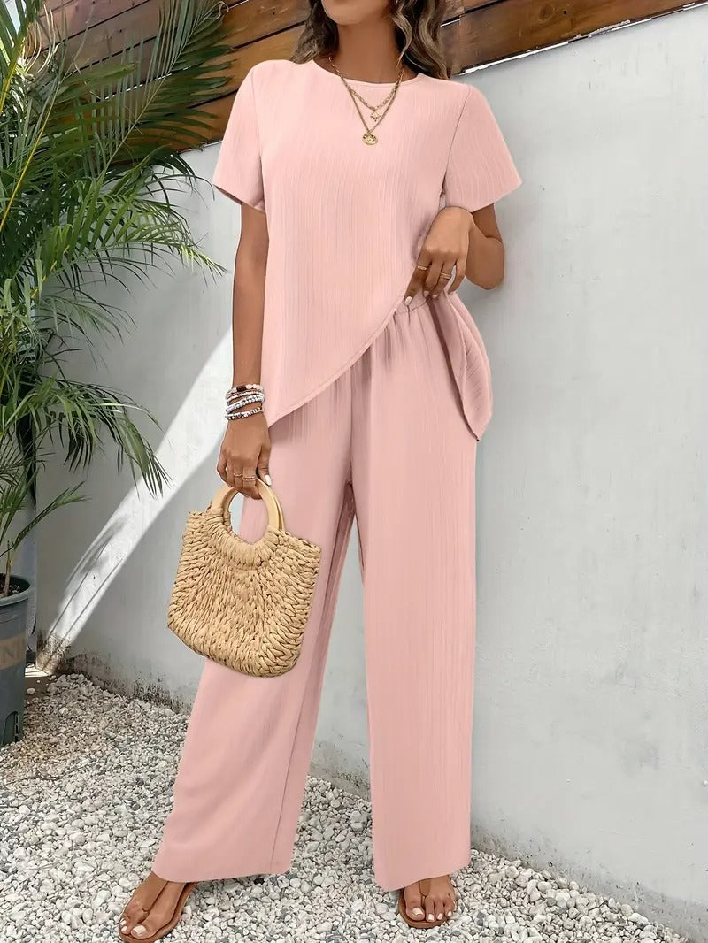Mocha Women's Casual Two-Piece Set (TOP+BOTTOM)