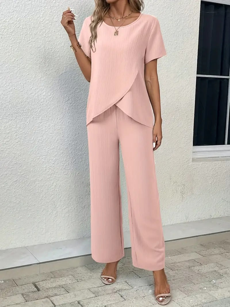 Mocha Women's Casual Two-Piece Set (TOP+BOTTOM)