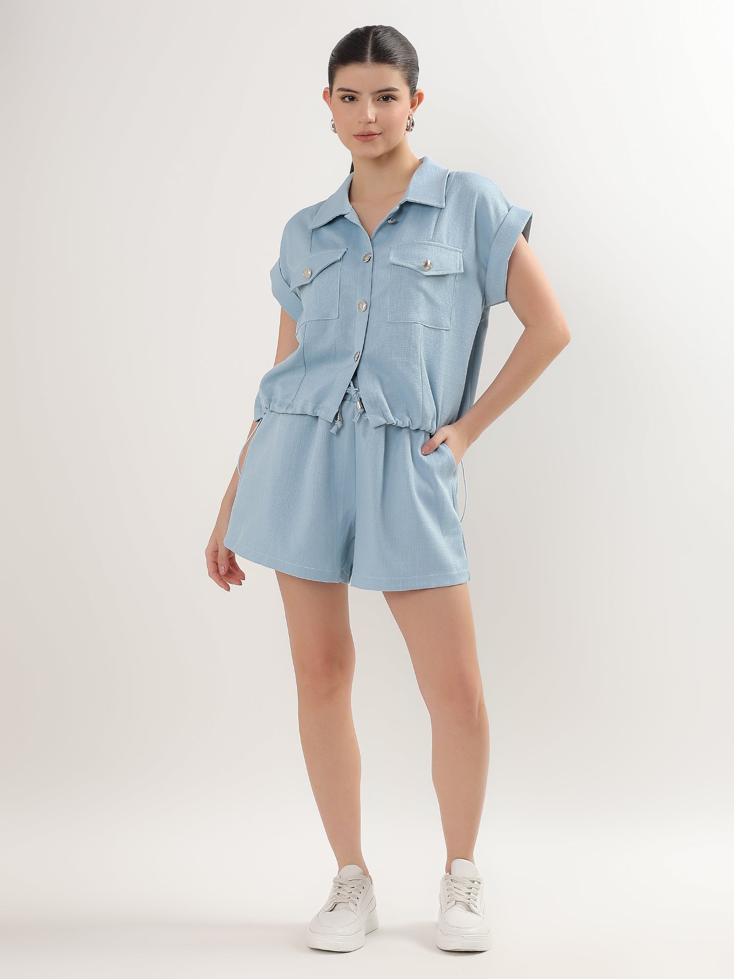 Powder Grid Co-ord Set (TOP+BOTTOM) – Beyond Pink