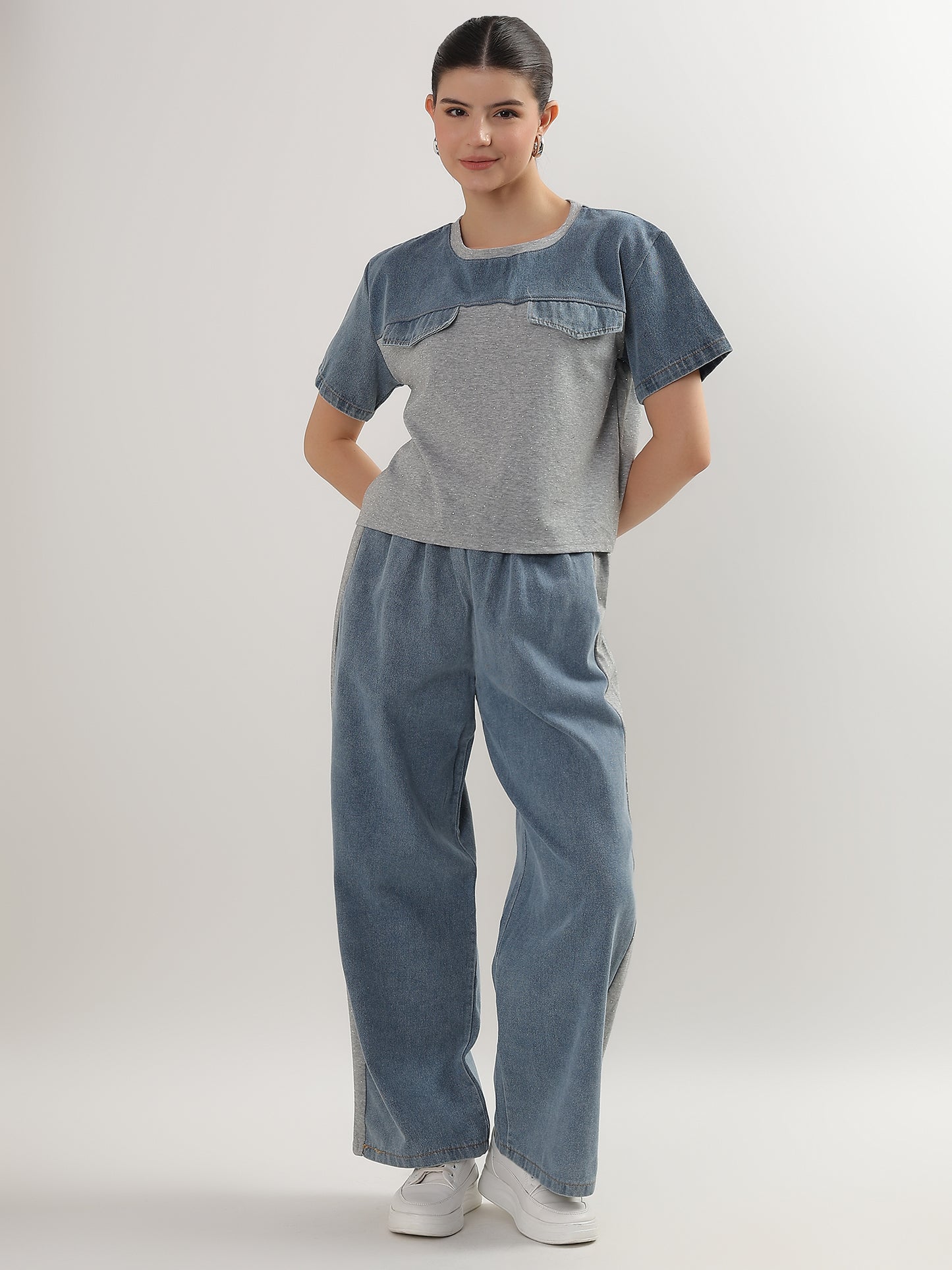 Indigo Hour Denim Elegance Co-ord (TOP+BOTTOM)