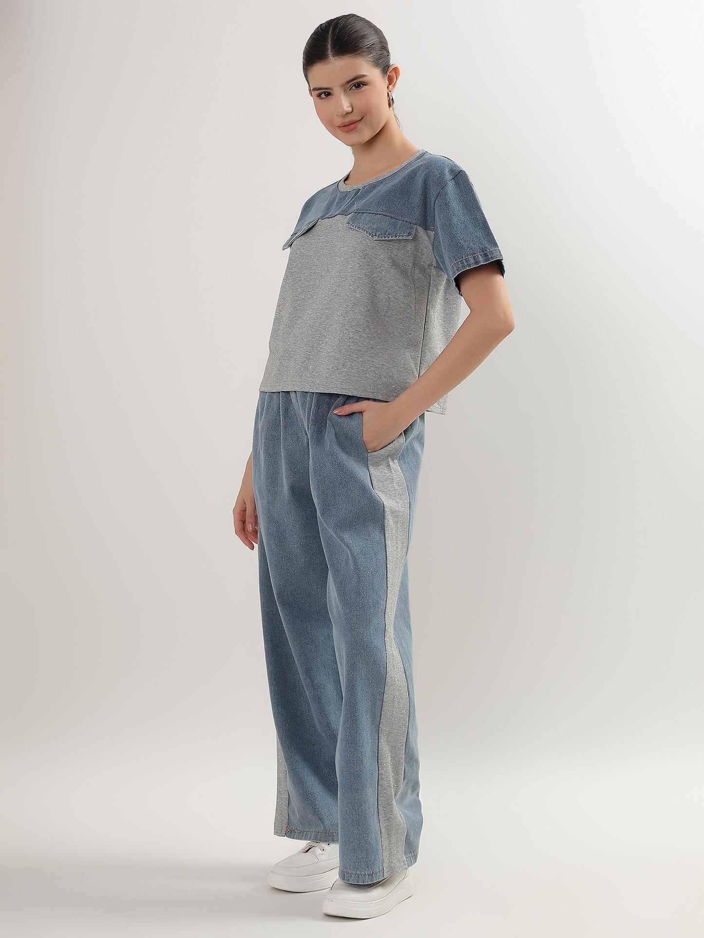 Indigo Hour Denim Elegance Co-ord (TOP+BOTTOM)