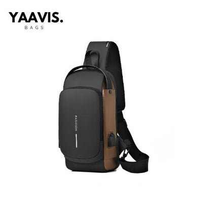 YAAVIS Men’s Anti-Theft Sling Chest Bag – USB Charging | Waterproof Travel Crossbody