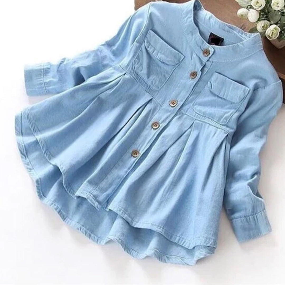 Easy going Girl Light Wash Button Up Shirt