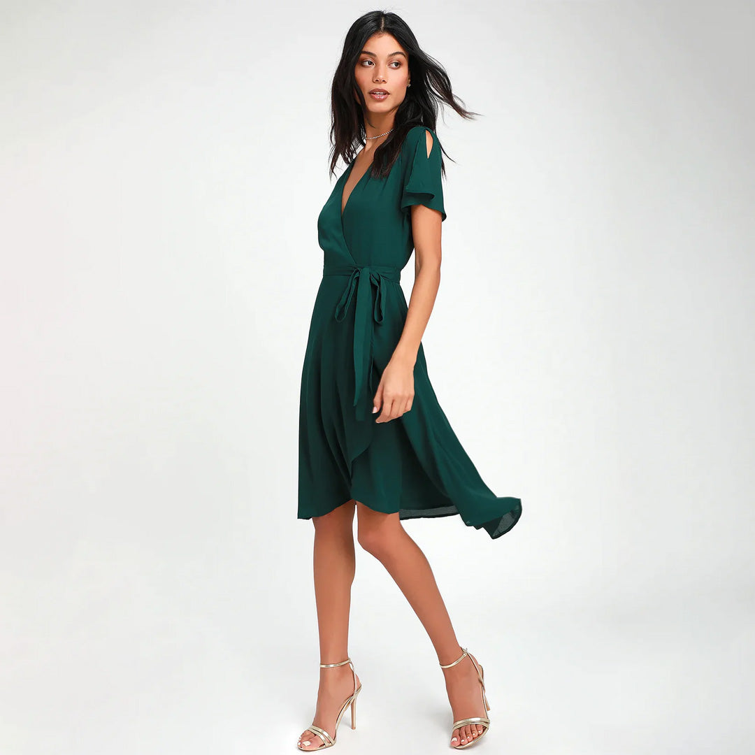 lauriell emerald green wrap front midi dress Lauriell Emerald Green Wrap Front Midi Dress, from