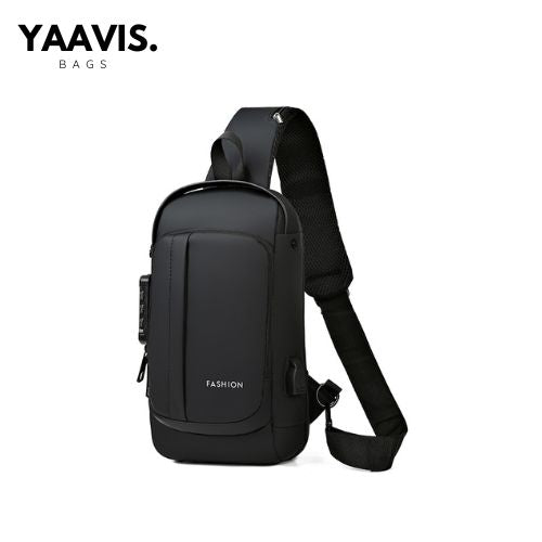 YAAVIS Men’s Anti-Theft Sling Chest Bag – USB Charging | Waterproof Travel Crossbody