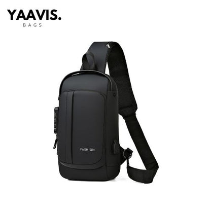 YAAVIS Men’s Anti-Theft Sling Chest Bag – USB Charging | Waterproof Travel Crossbody