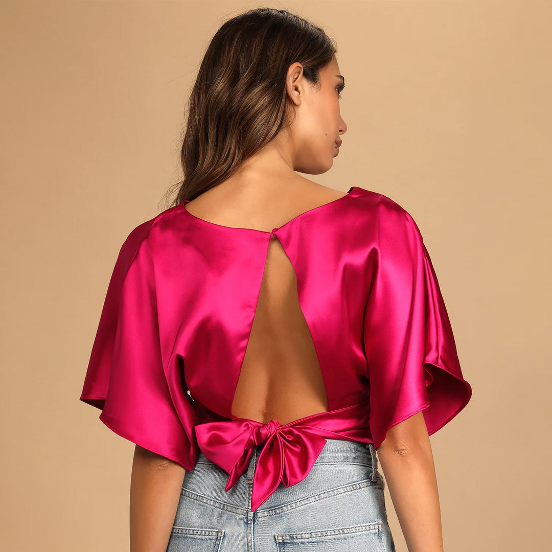 Pink satin best sale crop top