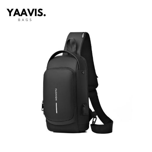 YAAVIS Men’s Anti-Theft Sling Chest Bag – USB Charging | Waterproof Travel Crossbody