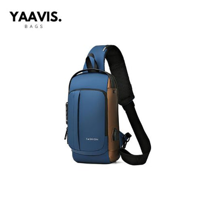 YAAVIS Men’s Anti-Theft Sling Chest Bag – USB Charging | Waterproof Travel Crossbody