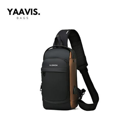 YAAVIS Men’s Anti-Theft Sling Chest Bag – USB Charging | Waterproof Travel Crossbody