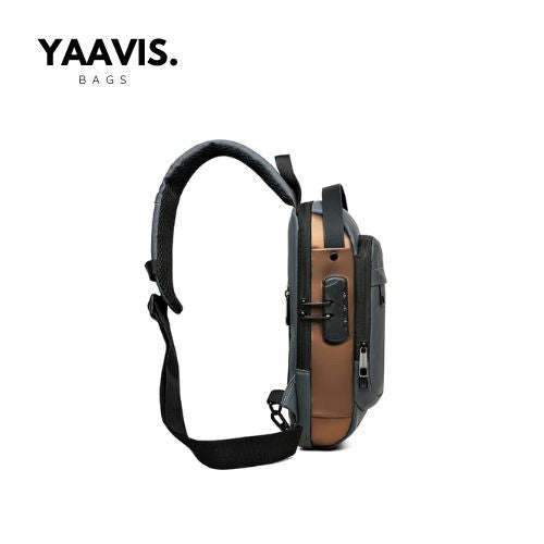 YAAVIS Men’s Anti-Theft Sling Chest Bag – USB Charging | Waterproof Travel Crossbody