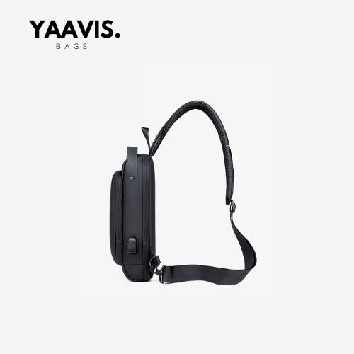 YAAVIS Men’s Anti-Theft Sling Chest Bag – USB Charging | Waterproof Travel Crossbody