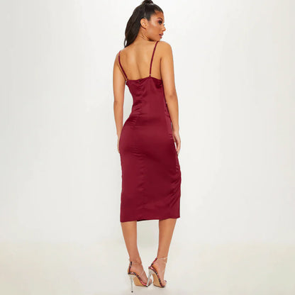 burgundy strappy satin cowl midi dress Strappy Satin Dress Burgundy Strappy Dress Ax Paris Burgundy Strappy Satin Cowl Midi Dress Midi Dress