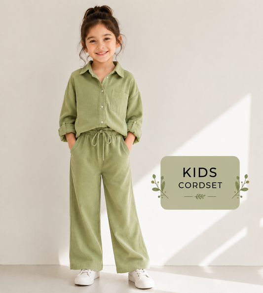 Little Luxe Kids Co-Ord Set – Soft Shirt & Wide-Leg Pants