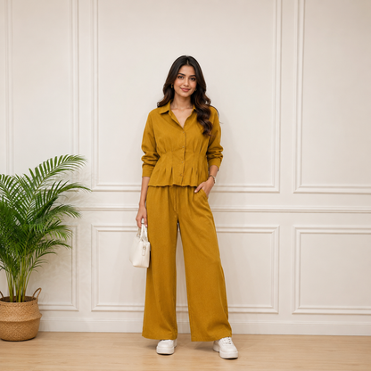 Mocha Elegance Co-Ord Set (TOP+BOTTOM)