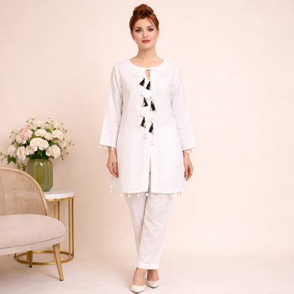Modern Minimal Tassel Kurta Set