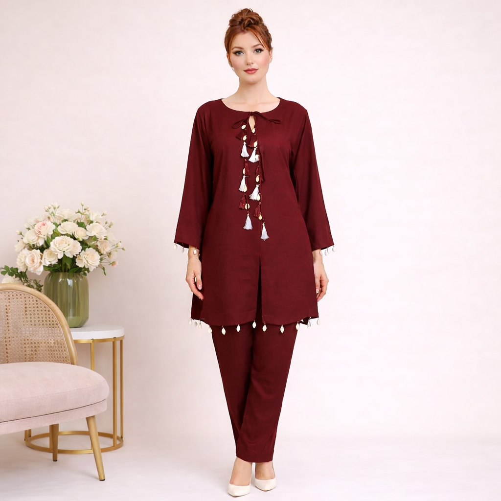 Modern Minimal Tassel Kurta Set