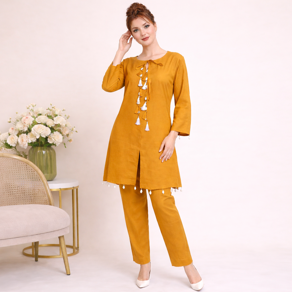 Modern Minimal Tassel Kurta Set