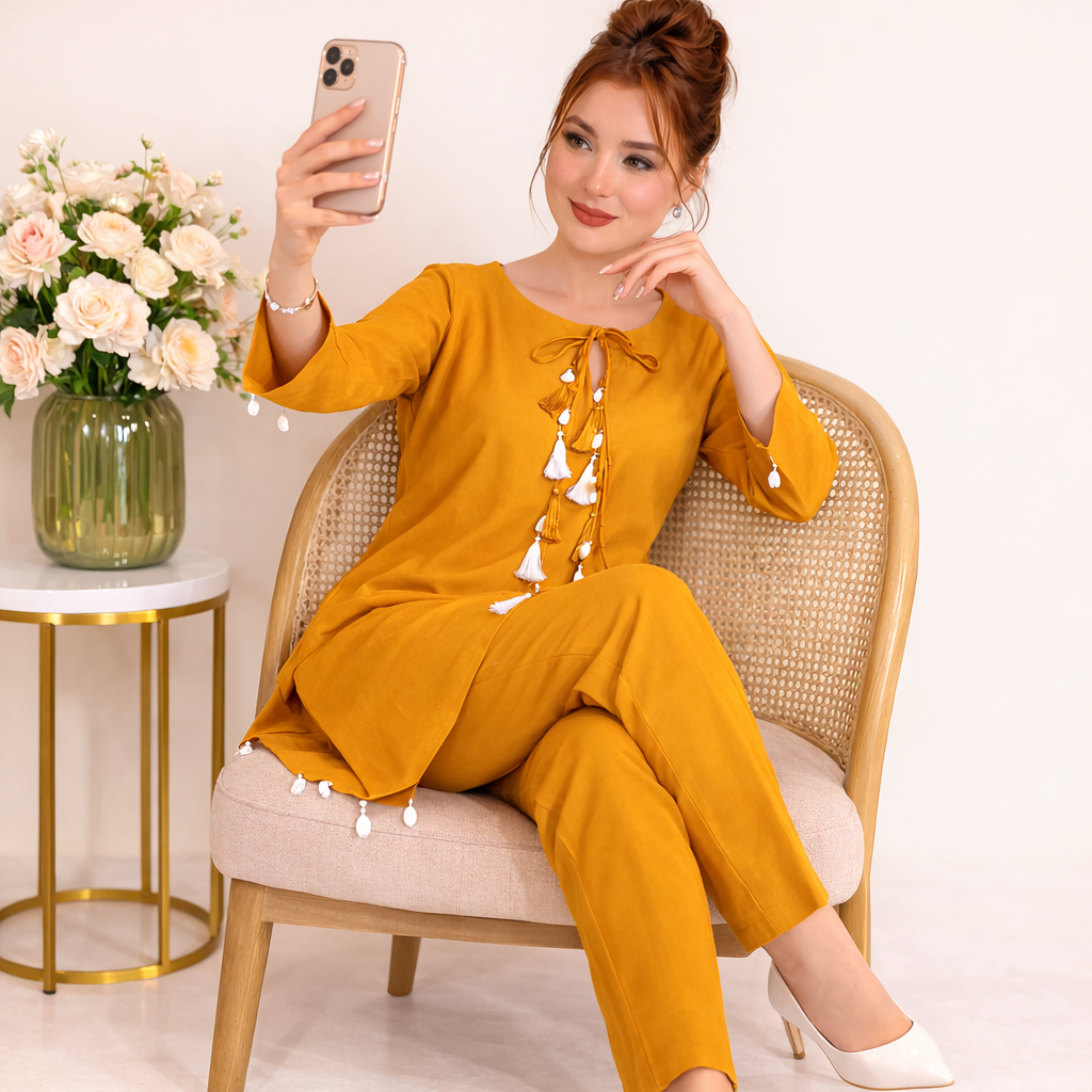 Modern Minimal Tassel Kurta Set
