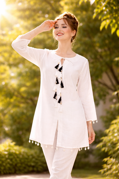 Modern Minimal Tassel Kurta Set