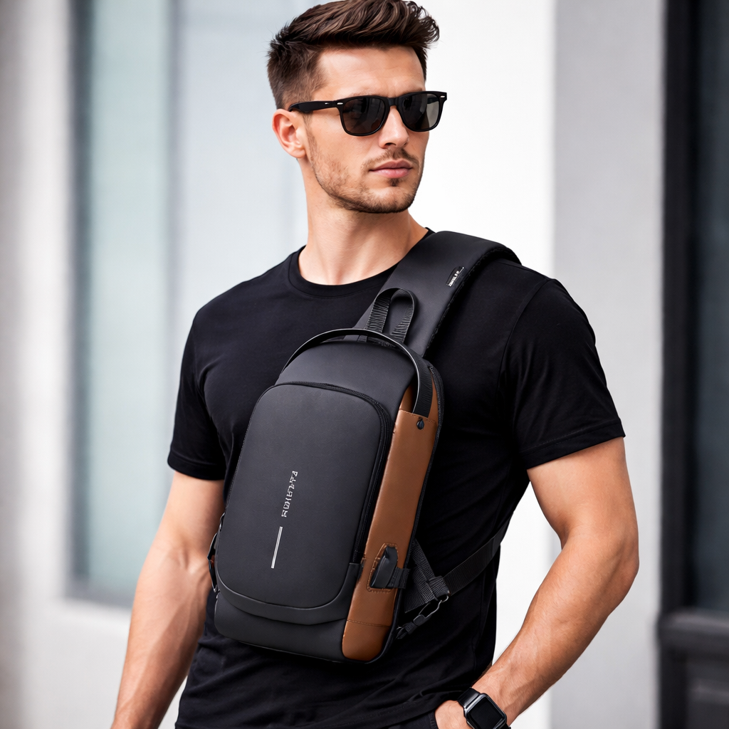 YAAVIS Men’s Anti-Theft Sling Chest Bag – USB Charging | Waterproof Travel Crossbody