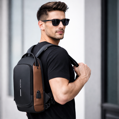 YAAVIS Men’s Anti-Theft Sling Chest Bag – USB Charging | Waterproof Travel Crossbody