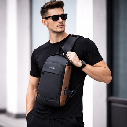 YAAVIS Men’s Anti-Theft Sling Chest Bag – USB Charging | Waterproof Travel Crossbody