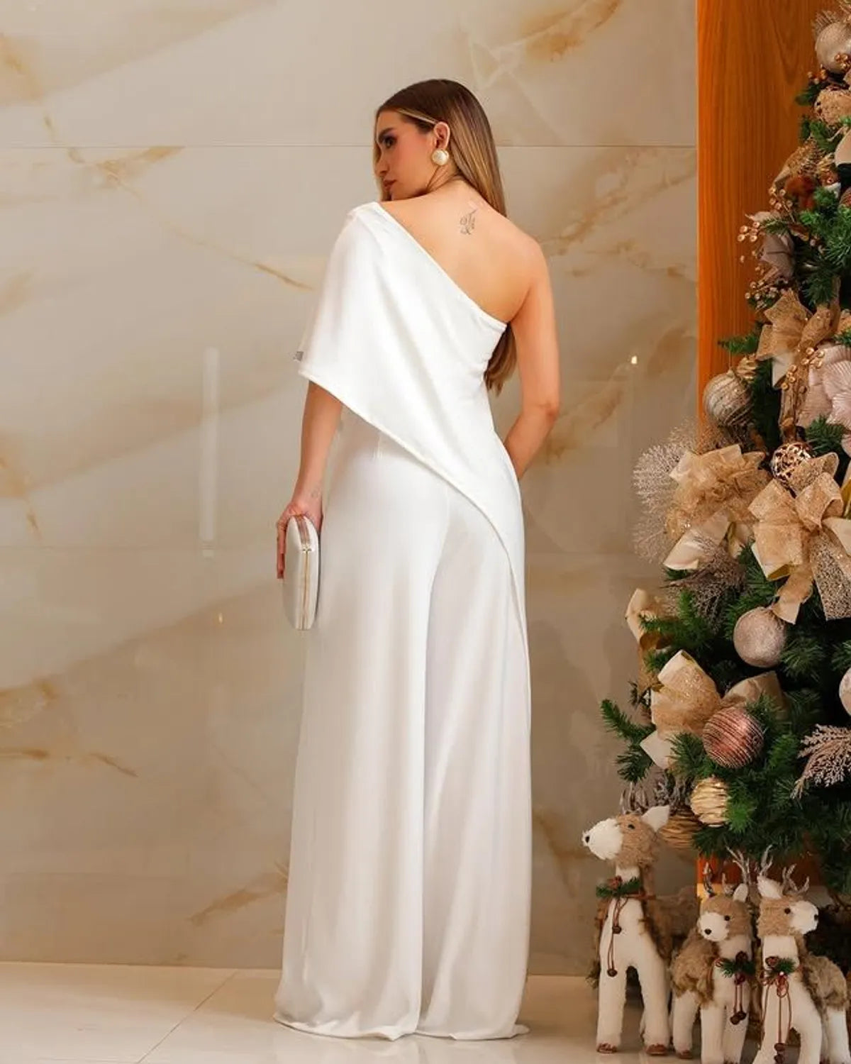 Celeste One-Shoulder Evening Jumpsuit