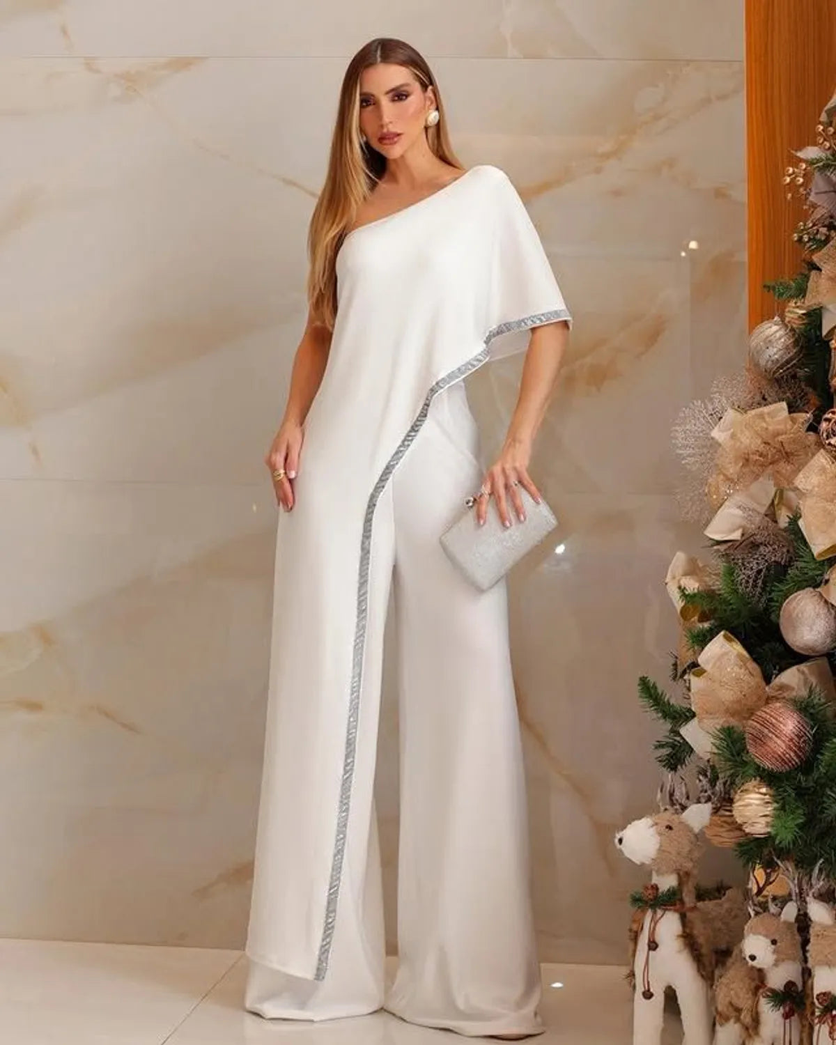 Celeste One-Shoulder Evening Jumpsuit